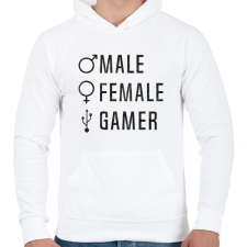 PRINTFASHION Male-Female-Gamer - Férfi kapucnis pulóver - Fehér férfi pulóver, kardigán