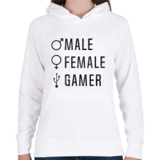 PRINTFASHION Male-Female-Gamer - Női kapucnis pulóver - Fehér