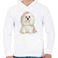 PRINTFASHION Máltai selyemkutyás póló - Férfi kapucnis pulóver - Fehér férfi pulóver, kardigán