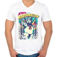 PRINTFASHION Mályvacukros támadás - Férfi V-nyakú póló - Fehér férfi póló