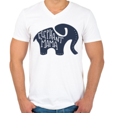 PRINTFASHION Mama elefánt - Férfi V-nyakú póló - Fehér férfi póló