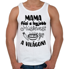 PRINTFASHION Mama főzi a legjobb húslevest a világon! - Férfi atléta - Fehér atléta, trikó