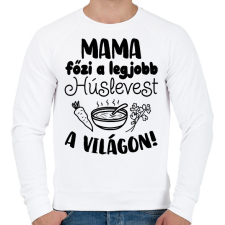 PRINTFASHION Mama főzi a legjobb húslevest a világon! - Férfi pulóver - Fehér férfi pulóver, kardigán