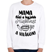 PRINTFASHION Mama főzi a legjobb húslevest a világon! - Gyerek pulóver - Fehér gyerek pulóver, kardigán