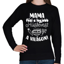 PRINTFASHION Mama főzi a legjobb húslevest a világon! - Női pulóver - Fekete női pulóver, kardigán