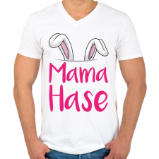 PRINTFASHION Mama Hase - Férfi V-nyakú póló - Fehér férfi póló