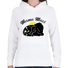 PRINTFASHION Mama maci  - Női kapucnis pulóver - Fehér női pulóver, kardigán