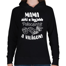 PRINTFASHION Mama süti a legjobb palacsintát a világon! - Női kapucnis pulóver - Fekete női pulóver, kardigán