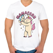 PRINTFASHION Mama unikornis - Férfi V-nyakú póló - Fehér férfi póló