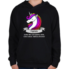 PRINTFASHION Mama unikornis - Gyerek kapucnis pulóver - Fekete gyerek pulóver, kardigán