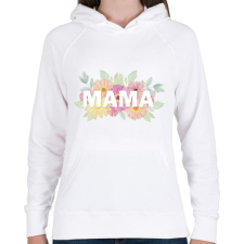 PRINTFASHION Mama virágokkal - Női kapucnis pulóver - Fehér női pulóver, kardigán