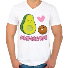 PRINTFASHION Mamacado - Férfi V-nyakú póló - Fehér férfi póló