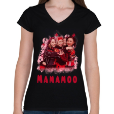 PRINTFASHION Mamamoo - Női V-nyakú póló - Fekete női póló