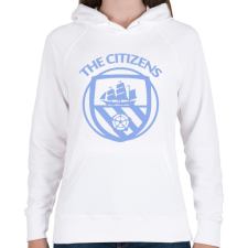 PRINTFASHION Man City - Női kapucnis pulóver - Fehér női pulóver, kardigán