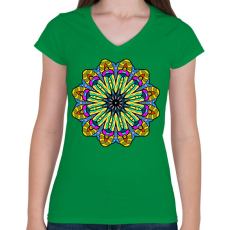 PRINTFASHION Mandala2 - Női V-nyakú póló - Zöld