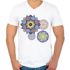 PRINTFASHION Mandala7 - Férfi V-nyakú póló - Fehér férfi póló