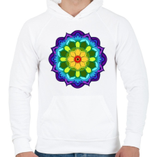 PRINTFASHION Mandala 5 - Férfi kapucnis pulóver - Fehér férfi pulóver, kardigán