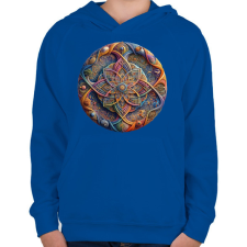 PRINTFASHION mandala - Gyerek kapucnis pulóver - Királykék gyerek pulóver, kardigán