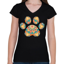 PRINTFASHION Mandala mancs - Női V-nyakú póló - Fekete női póló