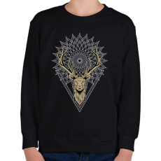 PRINTFASHION Mandala szarvas - Gyerek pulóver - Fekete
