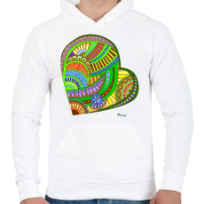 PRINTFASHION Mandala szív - Férfi kapucnis pulóver - Fehér