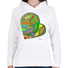PRINTFASHION Mandala szív - Női kapucnis pulóver - Fehér női pulóver, kardigán