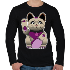 PRINTFASHION maneki neko - Férfi hosszú ujjú póló - Fekete