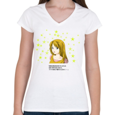 PRINTFASHION manga2 - Női V-nyakú póló - Fehér