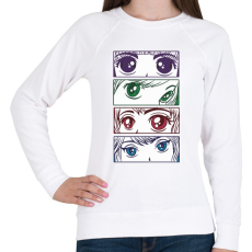 PRINTFASHION Manga szemek - eyes - Női pulóver - Fehér