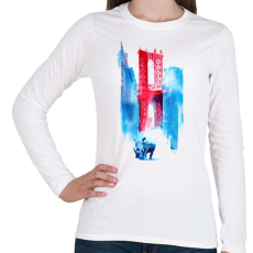 PRINTFASHION Manhattan Bridge - Női hosszú ujjú póló - Fehér