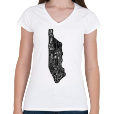 PRINTFASHION Manhattan - Női V-nyakú póló - Fehér