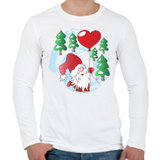 PRINTFASHION Manó Mikulás szívvel - Férfi hosszú ujjú póló - Fehér férfi póló