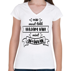 PRINTFASHION Már most több hajam van - Női V-nyakú póló - Fehér