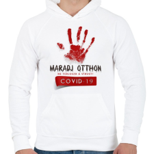 PRINTFASHION Maradj otthon, ne terjeszd a vírust - Férfi kapucnis pulóver - Fehér férfi pulóver, kardigán