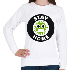 PRINTFASHION Maradj otthon!  - Női pulóver - Fehér női pulóver, kardigán
