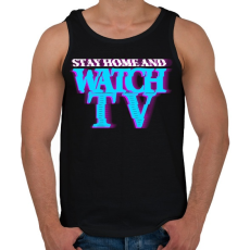 PRINTFASHION Maradj otthon tévézni - Férfi atléta - Fekete