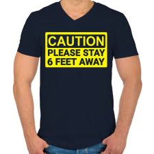 PRINTFASHION Maradj távol!  - Férfi V-nyakú póló - Sötétkék férfi póló