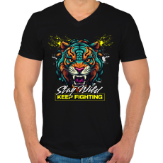PRINTFASHION Maradj vad, küzdj tovább - Férfi V-nyakú póló - Fekete