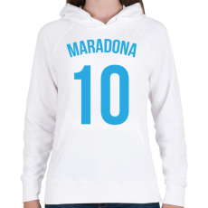 PRINTFASHION Maradona 10 - Női kapucnis pulóver - Fehér