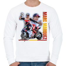 PRINTFASHION Marc Marquez - Férfi pulóver - Fehér férfi pulóver, kardigán