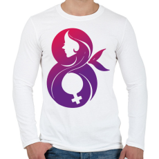 PRINTFASHION Március 8 - Férfi hosszú ujjú póló - Fehér