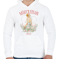 PRINTFASHION Márciusban férjhez megyek - Férfi kapucnis pulóver - Fehér