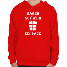 PRINTFASHION Márciusban született kockás hasú - Gyerek kapucnis pulóver - Piros