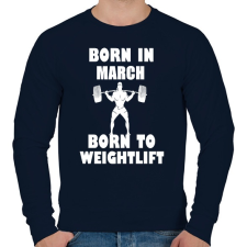 PRINTFASHION Márciusban születve - súlyemelésre születve - Férfi pulóver - Sötétkék férfi pulóver, kardigán