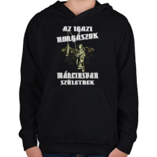 PRINTFASHION Márciusi horgász - Gyerek kapucnis pulóver - Fekete gyerek pulóver, kardigán