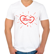 PRINTFASHION Mária - Férfi V-nyakú póló - Fehér férfi póló