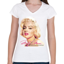 PRINTFASHION marilyn-monroe - Női V-nyakú póló - Fehér női póló