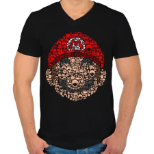 PRINTFASHION Mario - Férfi V-nyakú póló - Fekete férfi póló