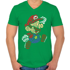 PRINTFASHION Mario - Férfi V-nyakú póló - Zöld férfi póló