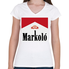 PRINTFASHION Markoló - Marlboro meme - Női V-nyakú póló - Fehér